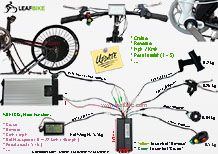 BMX 20 inch 48v 1000w rear hub motor bike conversion kit wire diagram