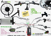 700c 48V 1500W front hub motor kit wire diagram