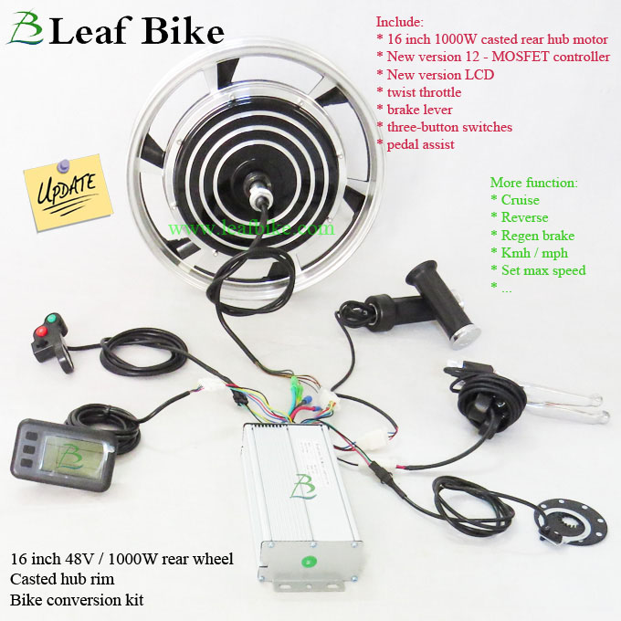 16 inch 48V 52V 1000W electric hub motor kit - rear wheel