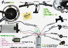 16 inch 36V 750W rear hub motor electric bike kit wire diagram